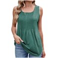 thumbnail image 1 of hotojiny Hauts Grande Taille pour Femmes 2025 Débardeur Plissé Fluide à Col Rond Tendance Blouse Décontractée Habillée Unie, 1 of 6