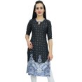 thumbnail image 1 of Bimba Tunique Imprimée pour Femme Kurti Kurta en Georgette Noire Blouse Indienne Longue-22, 1 of 9