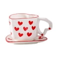 thumbnail image 2 of CaiYueKe Valentines Day Gifts for Couples Heart Mug Set Romantic Ceramic Coffee Mugs with Love Sayings Cute Anniversary Wedding Present for Him Her, 2 of 7