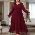 thumbnail image 1 of Ovzne Robes pour Femmes Robe de Plage Femmes Grande Taille Taille Haute Mode Élégante Chiffon Manches Longues Longue Robe de Soirée Robe pour Femmes Manches Longues Liquidation, 1 of 7