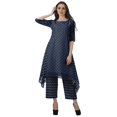 thumbnail image 2 of Moomaya Ensemble Kurti Kurta Pantalon pour Femmes Col Bateau Imprimé Robe 2 Pcs Tenue Ethnique, 2 of 6