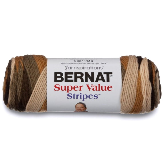 "Bernat® Fil Super Value Stripes™, Acrylique #4 Moyen, 5oz/142g, 264 Yards"