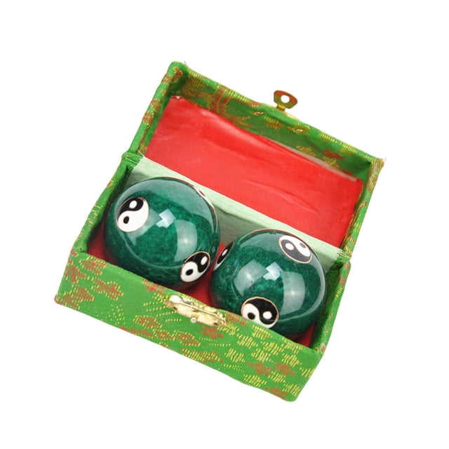 Portable Baoding Balls with Storage Box Durable for exercise massage ball hand Kids Elderly Parents Green Tai Chi