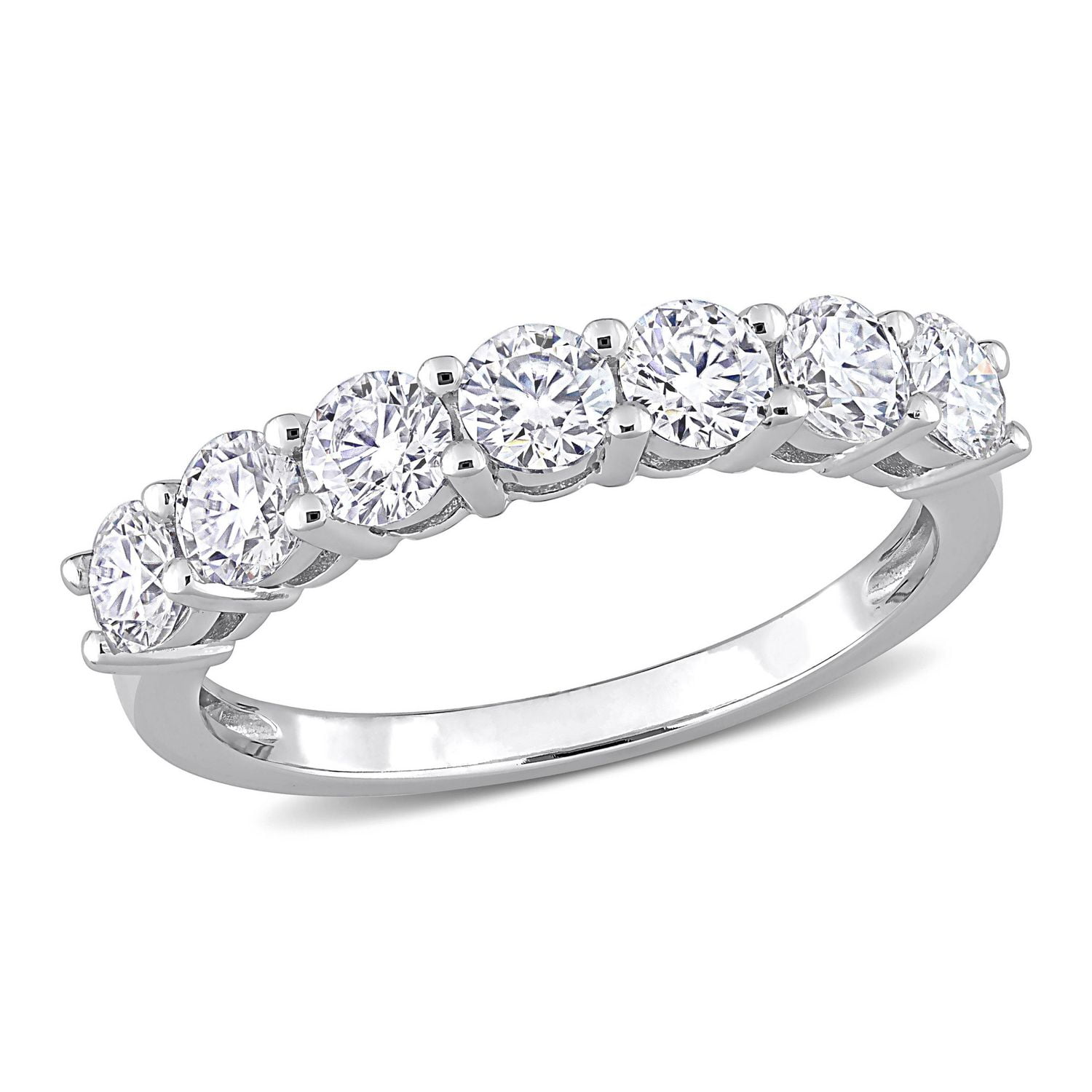 Bague semi-éternité Miabella avec Moissanite 1 carat p.g.t. en or blanc 10K