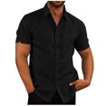 thumbnail image 1 of MesaSe Mens Lin Manches Courtes Été Chemises Solides Décontracté Robe en Vrac Soft Tops Tee Blue M, 1 of 7