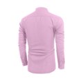 thumbnail image 3 of Wangsaura Men's Casual Shirt Solid Color Long Sleeve Stand Collar Button Tops, 3 of 7