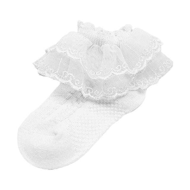 Splozh Infant Ruffle Ankle Socks Spring and Autumn Cute Cotton Socks Delicate Embroidery Lace Socks Lace Princess Socks White,7-8 Years
