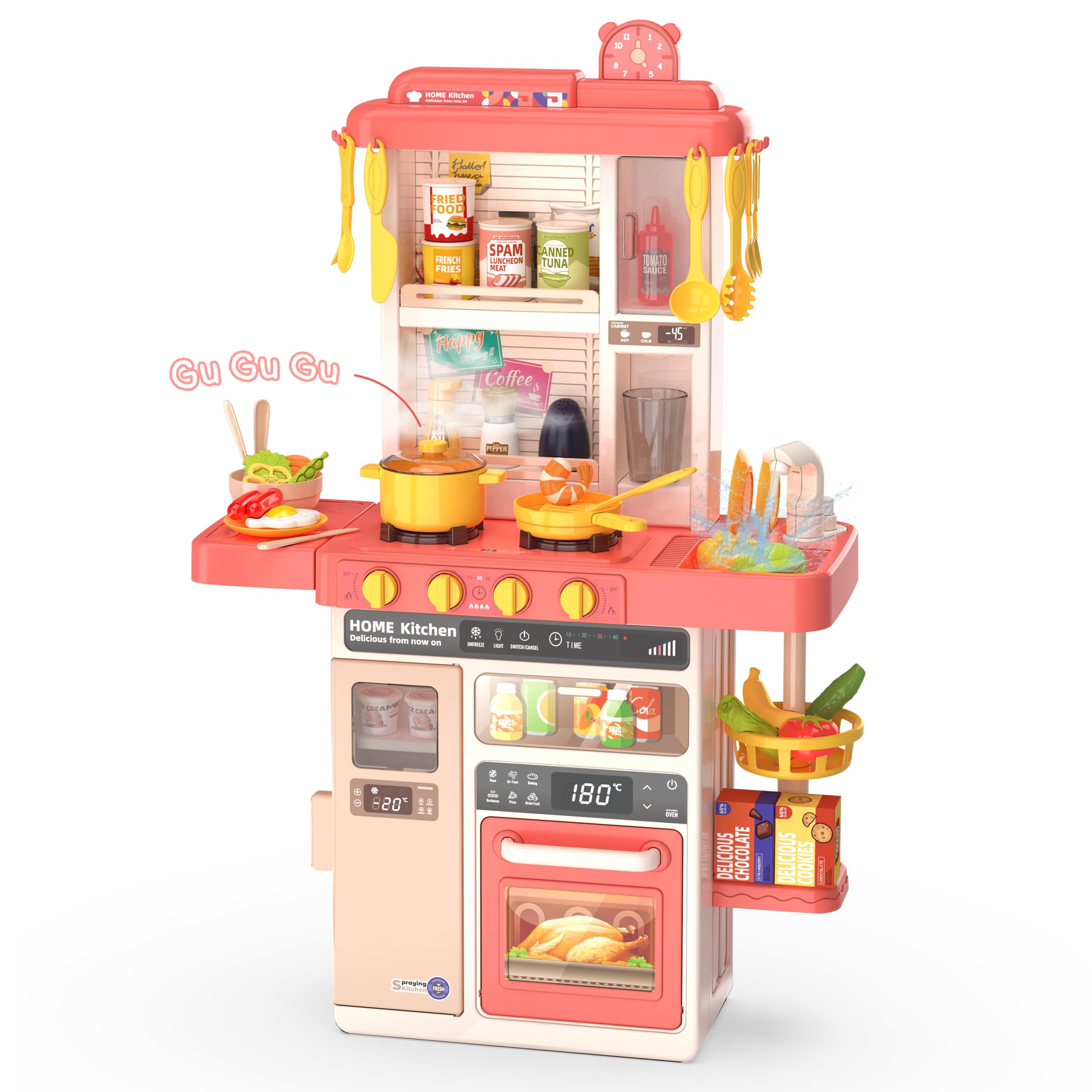 Kids Kitchen Play Set&iuml;&frac14;Interactive Kids Kitchen Play Set with 50Pcs of Pretend Kitchen Toys&iuml;&frac14;Realistic Sound Effects&iuml;&a