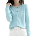 thumbnail image 2 of Hontri Cardigans pour Femmes Légers Offres à Moins de 15 $, Cardigan Basique pour Femmes à Col Rond, Manches Longues, Boutonné, Bleu m, 2 of 5