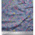 thumbnail image 1 of Soimoi Poly Georgette Fabric Leaves,Butterfly & Flower Floral Print Sewing Fabric Yard 52 Inch Wide, 1 of 3