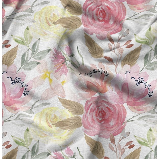 Soimoi Polyester Crepe Fabric Leaf Floral Print Fabric by The Yard 42 Inch Wide
