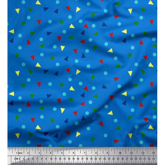 Soimoi Georgette Viscose Fabric Dot & Triangle Geometric Print Fabric by The Yard 42 Inch Wide