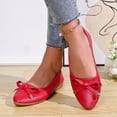 thumbnail image 4 of Dakaela Chaussures Plates pour Femmes, Bout Rond Fermé, Ballerines à Petit Talon Compensé, Nœud, Mocassins Confortables en Cuir à Enfiler pour Femmes, Rouge, Taille 8,5, 4 of 9
