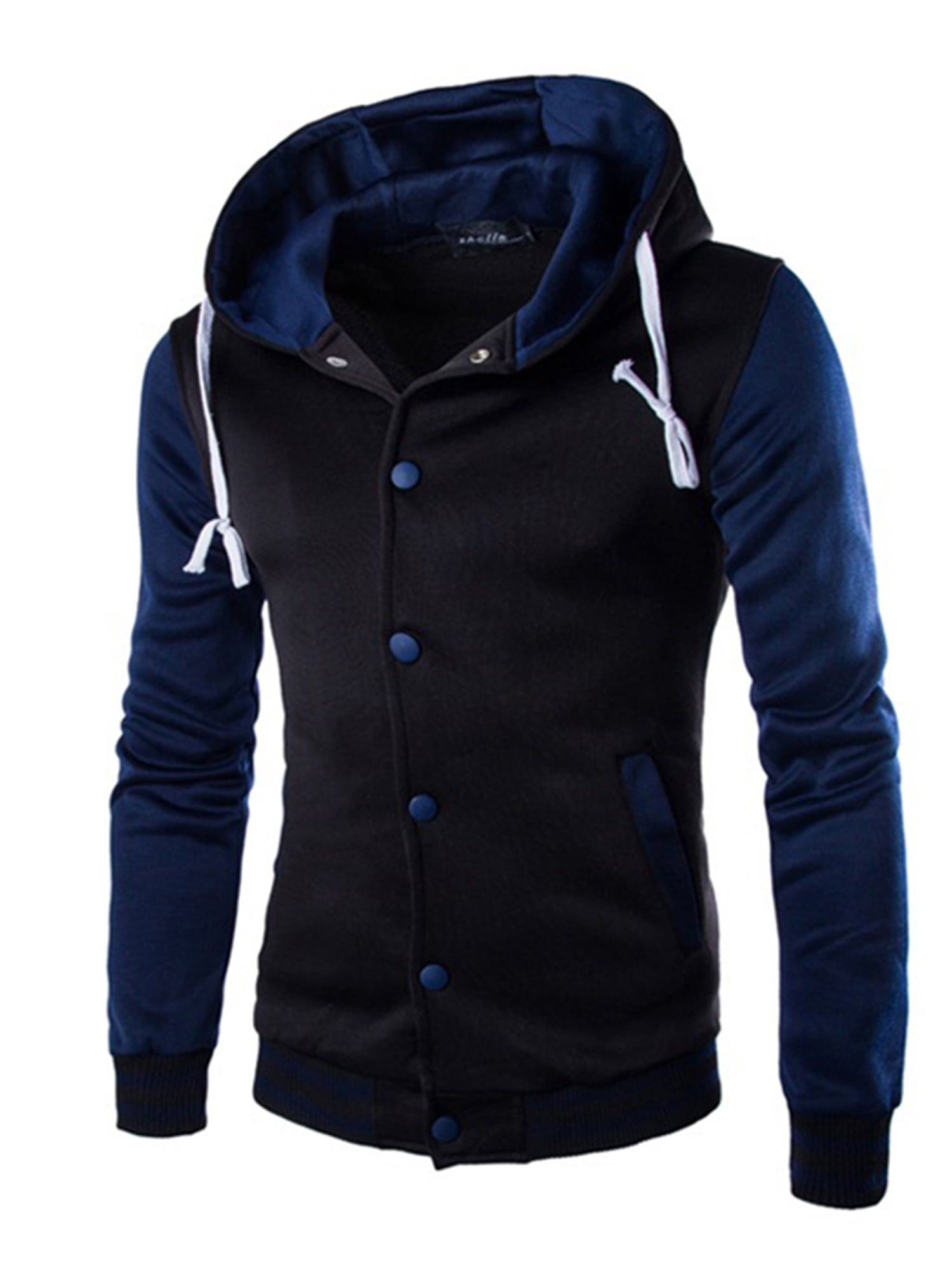 LUXUR Chandail à Manches Longues pour Homme, Décontracté, Automne, Bleu Marine, TG