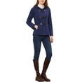 thumbnail image 2 of INSPIRE CHIC Women's Toggle Duffle Coat Zipper Front Solid Cropped Hooded Anorak L Navy Blue, 2 of 6