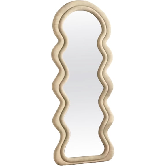 Kismet Velvet Mirror - Luxurious Décor, Elevate Your Reflections with Opulence (Beige)