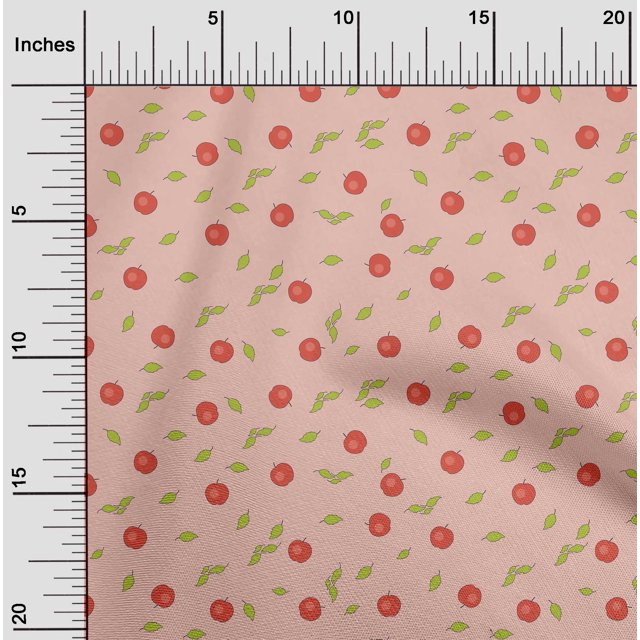 oneOone Georgette Viscose Fabric Leaves & Apple Fruited Craft Fabric BTY 42 Inch Wide