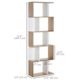 thumbnail image 3 of HOMCOM Geometric Bookcase, 5-Tier S Shaped Bookshelf, Natural and White, 3 of 10