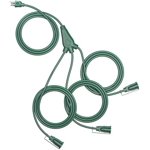 25Ft Halloween Outdoor Extension Cord Multiple Outlets, Evenly Spaced 3 Outlets Plugs with Safety Cover, 16/3 SJTW Weatherproof Wire for Outdoor Lights and Holiday Decorations Green 25 FT