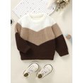 thumbnail image 3 of Faithtur Baby Knit Sweaters Cute Long Sleeve Round Neck Contrast Color Pullover Tops Toddler Sweatshirts, 3 of 9