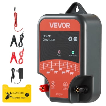 VEVOR Chargeur de Clôture Électrique 10kV 2J AC DC Énergiseur de Clôture Électrique Autonomie de 1,86 Miles