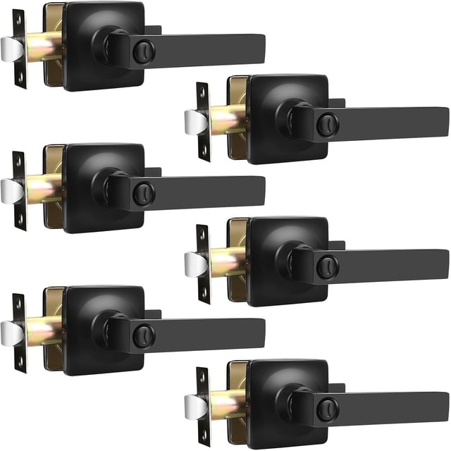 Poignées de Porte Mate Intérieures Carrées Leviers de Porte Intimité Mate Poignée de Porte Sans Clé Intérieure Levier Droit Moderne pour Chambre et Chambre Réversible pour Côté Droit/gauche