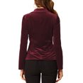 thumbnail image 3 of INSPIRE CHIC Blazer en Velours Vintage pour Femme, Revers Cranté, devant Boutonné, Veste de Bureau, TP, Rouge Foncé, 3 of 6