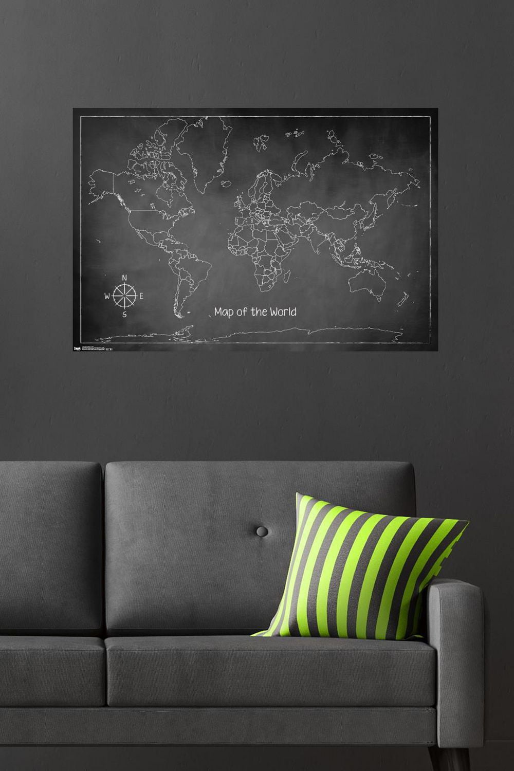 Chalk Map - World Wall Poster, 22.375" x 34"