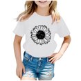 thumbnail image 1 of PMVFHDE T-Shirt Graphique pour Enfants à Imprimé Tournesol, Col Rond, Manches Courtes, Haut Décontracté, Tee pour Fille, 3-Blanc, 11-12 Ans, 1 of 4