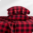 thumbnail image 2 of Bare Home Flannel Sheet Set - 100% Cotton - Deep Pocket - Queen, Buffalo Plaid - Red/Black, 4-Pieces, 2 of 6