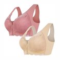 thumbnail image 1 of Tumotour 2PC Front Closure Bra for Women No Underwire Comfort Lace Wide Shoulder Strap Bra Full Coverage Seamless Soft Convenient Front Button Bras for Senior Everyday Life Sleep Walking Work, 1 of 4