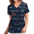 thumbnail image 1 of EGNMCR Hauts de Sarrau Femmes Blouse pour Femmes Uniforme de Travail pour Femmes Vêtements Imprimé Col en V Manches Courtes Hauts avec Poche, 1 of 4
