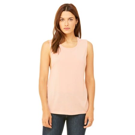 Bella Canvas Womens Flowy Scoop Blended Muscle Tank, S, Peach
