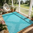 thumbnail image 3 of Nanan 6x9 Modern Geometric Outdoor Rug, All-Weather Waterproof Patio Mat, UV Resistant, Stain Resistant, Easy Clean Plastic Rug for Yard, Deck, Balcony, Camping,Light Blue/White, 3 of 8