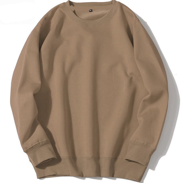RXIRUCGD Chandail de Sport pour Homme à Col Rond, Chandail Molletonné à Enfiler à Manches Longues, Chandail à Capuchon Uni, Brun, Taille : TG