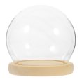 thumbnail image 1 of 1 Piece Display Case Dome For Preserved Flowers Clear Glass Spherical Square Base Valentine's Day Gift, 1 of 9