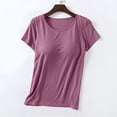thumbnail image 2 of Timegard Hauts d'Été pour Femmes avec Soutien-Gorge Intégré Col Ras du Cou Manches Courtes Tenue de Détente Pyjama Doux Décontracté T-Shirt, 2 of 7