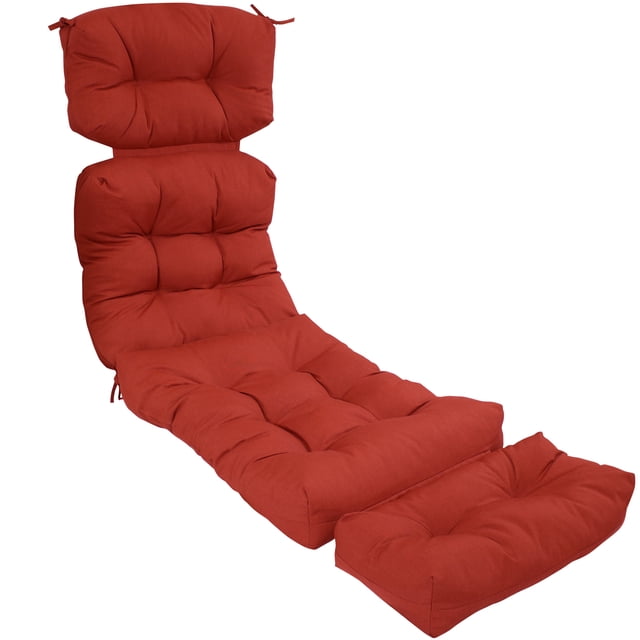 Sunnydaze Coussin de Remplacement pour Chaise Longue Capitonnée en Polyester Oléfine pour Intérieur/extérieur - 23 Pouces x 75 Pouces - Rouge