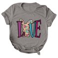 thumbnail image 3 of EGNMCR Easter T-shirt Imprimé T-Shirts Graphiques pour Femmes T-Shirts à Manches Courtes pour Femmes T-shirt Décontracté Ample à Col Rond à Manches Courtes Blouse à Imprimé de Lettres T-shirt T-Shirts pour Femmes, 3 of 4