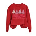 thumbnail image 4 of Penkiiy Chandails en Molleton de Noël pour Femmes, T-Shirts Graphiques Arbre de Noël, Chandail à Manches Longues, Rouge, 4 of 4