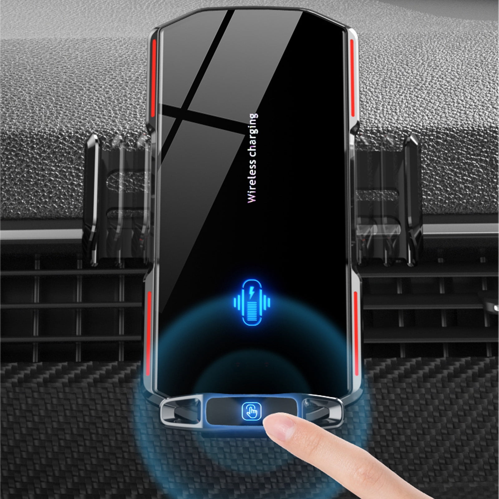 LSLJS Wireless Car Charger Mount for Car Vent 15W Fast Charging Auto- Clamping Car Hands Phone Holder Mount for Smartphone IOS & Android, Phone Holder