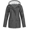 thumbnail image 1 of HTNBO Hooded Solid Color Rain Coats for Women Outdoor Windproof Plus Size Rain Jackets, 1 of 3