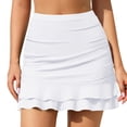 thumbnail image 2 of Clearance! Hontri Bikini Bottoms Women's Solid Color Fashionable Casual Ruffle Edge Two Layer Triangular Short Skirt Swimming Pants Bathing Suit Bottoms Swimsuit Bottoms White,S, 2 of 8