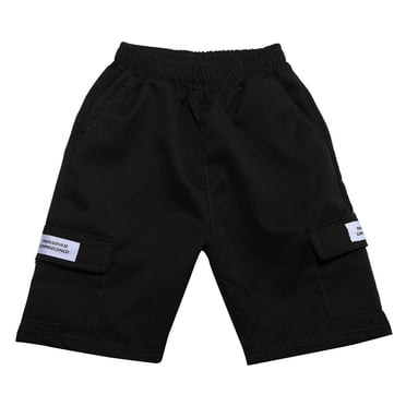 BYHONG Shorts Cargo pour Garçons Couleur Unie Extensibles Décontractés Shorts pour Enfants avec Poches Pantalons pour Garçons Noir 170(Taille US)