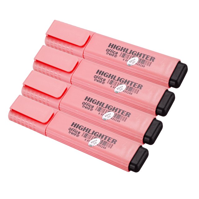 Unique Bargains Highlighter, Broad Point, Pink, 4 Count, 4 Pack