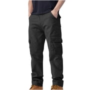 Lovzfmll Men's Cargo Jeans, Washed Denim Work Trousers with Multi-Pockets, Straight-Leg Full Length Casual Pants, Cotton Utility Loose Fit