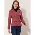 thumbnail image 3 of INSPIRE CHIC Caban à Revers Cranté à Double Boutonnage pour Femme Rose Foncé TP, 3 of 6