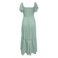 thumbnail image 4 of Robes Maxi pour Femmes à Encolure Carrée, Manches Volantées, Robe Smockée avec Poches, 4 of 6