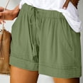 thumbnail image 1 of Pisexur Womens Shorts Solid Color Elastic Waist Shorts Summer Casual Adjustable Drawstring Shorts Quick Dry Gym Yoga Workout Shorts Comfy Loose Linen Shorts Plus Size Shorts with Pockets S-5XL, 1 of 7