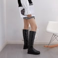 thumbnail image 1 of LSLJS Bottes d'Hiver Mi-Mollet pour Femmes, Bottes de Neige Chaudes à Semelle Épaisse, Rehaussement Intérieur, Talon Plat, Velours Épais, Bottes de Neige Montantes, 1 of 5